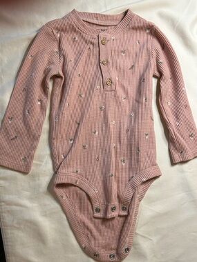 Long-Sleeve Pink Waffle Knit Set